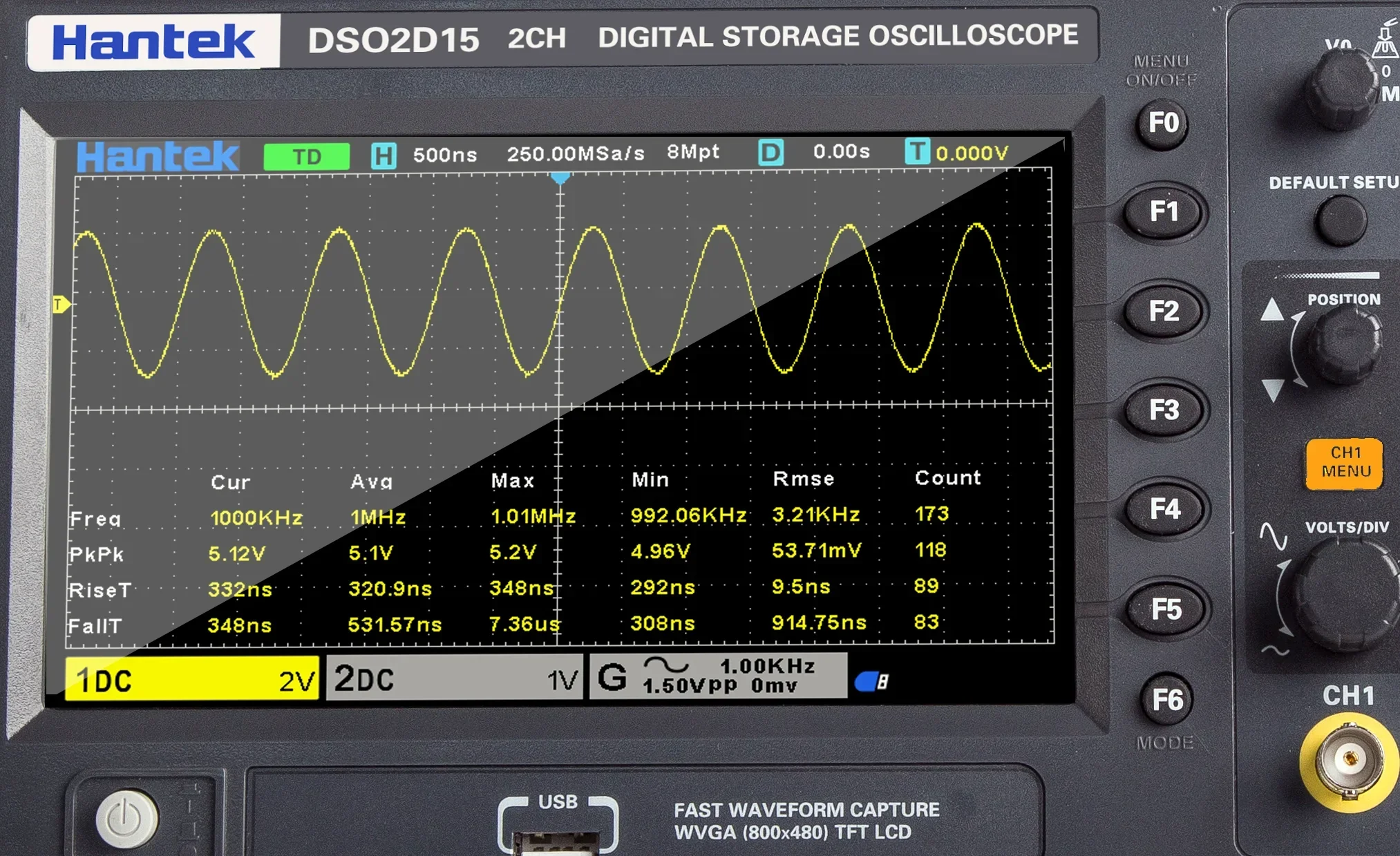 Digital Storage Oscilloscope 100Mhz - Gevoeligheid Hantek Signaalgeneratie Oscilloscoop DSO2C10 2C15