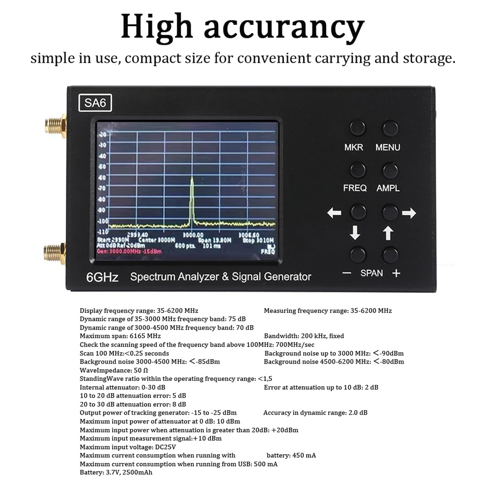 SA6 6GHz spectrumanalysator |  - Signal Generator Spectrum Analyzer recensie en prijs